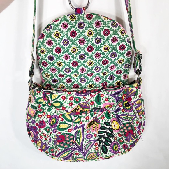 Vera Bradley Viva la Vera Bag Crossbody Strap‎ Purple Green Floral Flap Bag - Picture 7 of 8